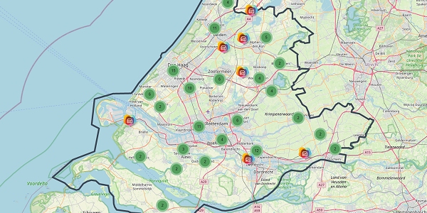 Kaart van Zuid-Holland